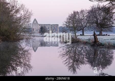 The ruins of Newark Priory on the banks of the River Wey near Pyrford, Surrey, England Stock Photo