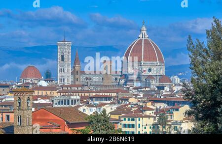 FLORENCE ITALY SKYLINE WITH DUOMO AND CAMPANILE Stock Photo