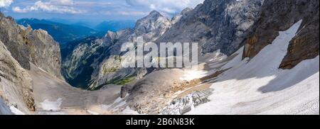 The glacier of the Zugspitze from above Stock Photo