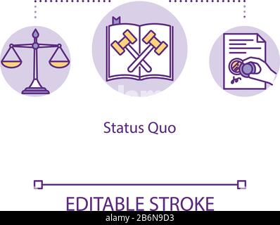 Status Quo concept icon. Courtroom order. Legal verdict. Jury decision. State of affair. Common law idea thin line illustration. Vector isolated Stock Vector