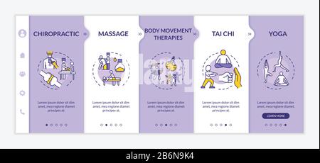 Sensory medicine onboarding vector template. Complementary healing techniques responsive mobile website with icons. Healthy lifestyle. Webpage Stock Vector