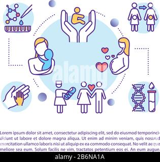 Reproductive technology concept icon with text. Surrogate mother. Egg donation. Alternative pregnancy. PPT page vector template. Brochure, magazine Stock Vector