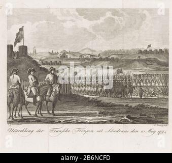 Franse Troepen Verlaten Landrecy 1794 The French Troops Are Lea Landrecy After The Surrender Of The City On May 11 1794 In The Foreground See Austrian Troops Toe Manufacturer Printmaker Cornelis
