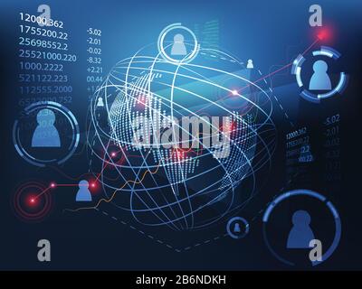 abstract technology ui futuristic world business hud interface hologram elements of digital data chart,communication, computing,circle percent vitalit Stock Vector