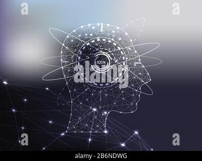 Abstract technology futuristic concept head human digital and dark violet color Hi-tech digital technology Vector design on background. Stock Vector