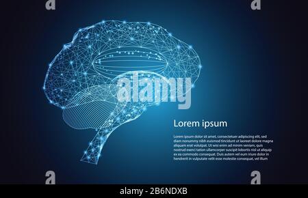 abstract technology futuristic concept brain interface hologram elements of digital data  health innovation on hi tech future design background Stock Vector