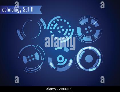 Set of Circle Abstract Digital Technology UI Futuristic HUD Virtual Interface Elements Sci- Fi Modern User For Graphic Motion, Theme Technology, Game Stock Vector