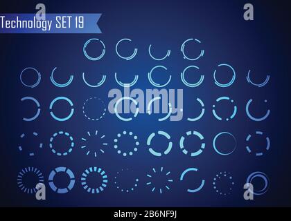 Set of Circle Abstract Digital Technology UI Futuristic HUD Virtual Interface Elements Sci- Fi Modern User For Graphic Motion, Theme Technology, Game Stock Vector