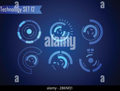 Set of Circle Abstract Digital Technology UI Futuristic HUD Virtual Interface Elements Sci- Fi Modern User For Graphic Motion, Theme Technology, Game Stock Vector