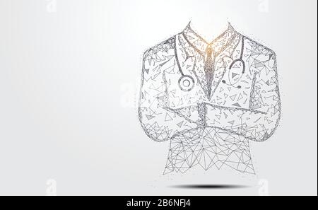 Abstract health medical science consist doctor digital wireframe concept modern medical technology,Treatment,medicine on gray background. for template Stock Vector