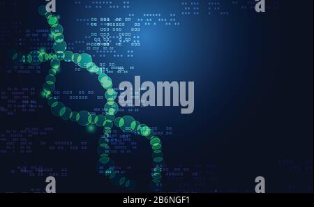 Abstract Science health medical consist DNA digital technology concept Background futuristic science on hi tech future blue technology background. for Stock Vector