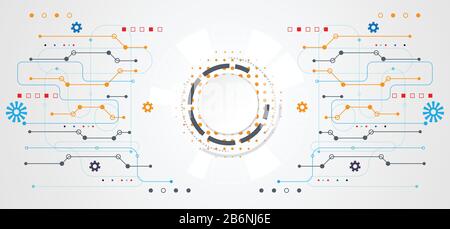 abstract technology concept circle white digital on hi tech white gray background Stock Vector