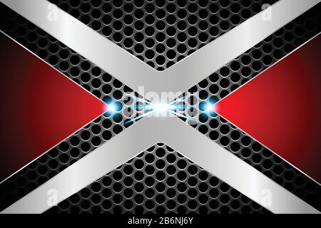abstract technology circle hole shadow backdrop background concept X symbol metallic red on hi tech future design Stock Vector
