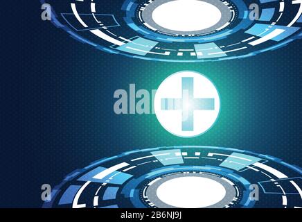 abstract technology background concept health green blue digital circle hi tech future design,scan health body :about treatment helps to improve. Stock Vector