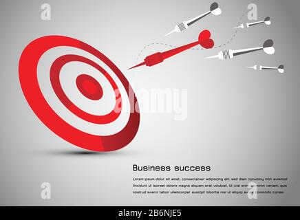 abstract business idea consist:red dart board means goal, red dart means successful leaders and white gray darts means followers.can use for web prese Stock Vector