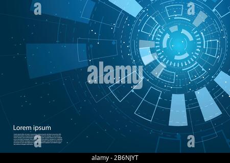 abstract technology circle and future Interface technology on hi tech background. Stock Vector
