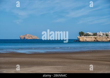 Beach and cliffs in Muscat in Oman Stock Photo