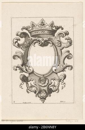 Crowned Cartouche, Jean Duvivier, 1712 print A crowned cartouche with ...