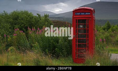 Europa, Schottland, Grossbritannien, England, Landschaft, Rote Telefonzelle, Stock Photo