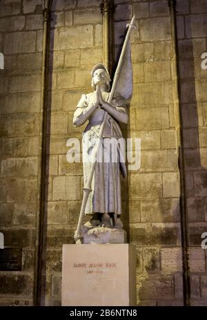 Joan of Arc statue inside of Notre-Dame de Paris cathedral, Paris, France Stock Photo