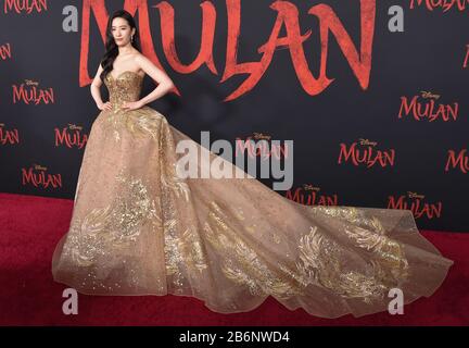 March 9, 2020, Hollywood, California, USA: Chinese actress YIFEI LIU arrives for the premiere of the Disney film 'Mulan' at the Dolby Theatre. (Credit Image: © Lisa O'Connor/ZUMA Wire) Stock Photo