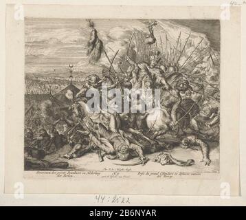 Gevecht tussen Habsburgers en Turken Veroveren der groote Standaert en Nederlaeg der Turken (titel op object) Battle between Turks and Habsburgs. Turks are defeated and captured their standard. Central to the Polish king Jan III Sobieski. This picture is No. 9 in a series of prints of ten performances on the relief of Vienna in 1683 for 'Relation succinte et veritable de tout ce qui s'est passé counterpart Le Siege de Vienne etc.' Manufacturer :. Printmaker: Romeyn de Hooghe ( listed on object) publisher: Nicolaes Visscher (I) (listed building) provider of privilege unknown (listed property) P Stock Photo
