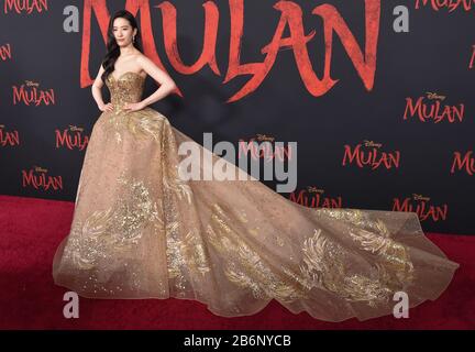 March 9, 2020, Hollywood, California, USA: Chinese actress YIFEI LIU arrives for the premiere of the Disney film 'Mulan' at the Dolby Theatre. (Credit Image: © Lisa O'Connor/ZUMA Wire) Stock Photo