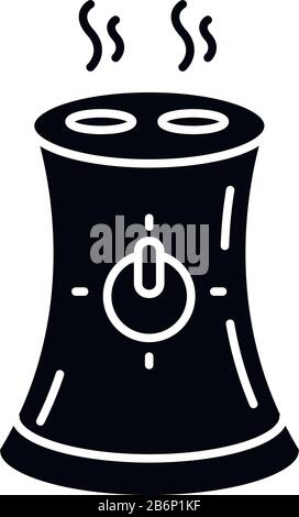 Air purifier, home device black glyph icon. Portable air humidifier, domestic electrical device, humidity regulation equipment. Silhouette symbol on Stock Vector
