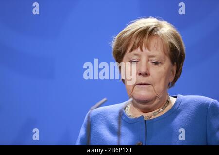 03/11/2020, Berlin, Germany, Chancellor Angela Merkel in the Chancellery. Stock Photo