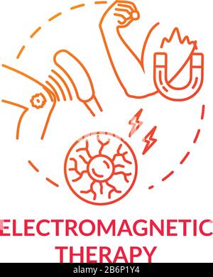 Electromagnetic therapy concept icon. Alternative medicine idea thin line illustration. Pseudoscientific magnet and radio waves treatment. Vector Stock Vector