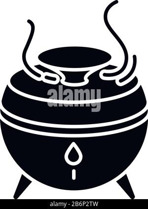 Air filter, modern device black glyph icon. Humidifying appliance, aroma oil diffuser, air purifier, climate regulating equipment. Silhouette symbol Stock Vector