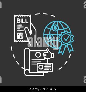 Transaction confirmation chalk RGB color concept icon. Financial document. Bill checkout. Approved papers. Notary service idea. Vector isolated Stock Vector