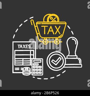Value added tax chalk RGB color concept icon. Payment confirmation. Consumption cost. Economy, finance. Regressive tax. Notary service idea. Vector Stock Vector