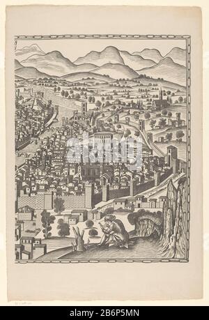 Gezicht op Florence (rechterdeel) Fiorenza (titel op object) Right portion of a view of Florence, in three parts, called the Pianta della Catena genoemd. Manufacturer : printmaker Francesco Rosselli (copy to) printer: Reichsdruckerei (listed property) Place manufacture: printmaker: Florence Publisher: Berlin Dated: approximately 1480 and / or 1879 - 1949 Material: paper Technique: cliché Dimensions: sheet: h 749 mm × W 497 mm Subject: prospect of city, town panorama, silhouette of city where Florence Stock Photo