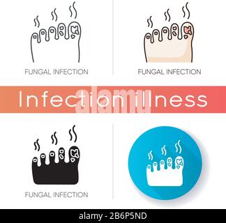Fungal infection icon. Linear black and RGB color styles. Dermatological infectious disease, skincare problem, bad hygiene. Medical diagnosis. Fungus Stock Vector