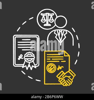 Powers of attorney chalk RGB color concept icon. Legal representative. Seal business deal with third party. Notary service idea. Vector isolated Stock Vector