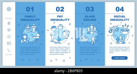 Gender inequality onboarding vector template. Women discrimination, sexist prejudice, glass ceiling. Responsive mobile website with icons. Webpage Stock Vector