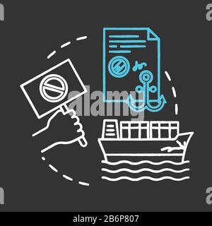Maritime protest chalk RGB color concept icon. Sea law. Cargo damage. Notarized paper. Collision, problem. Notary service idea. Vector isolated Stock Vector