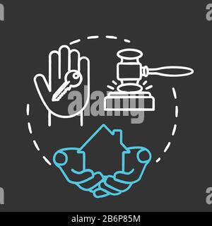 Real estate law chalk RGB color concept icon. Buying home. Selling house. Property ownership. Resident building. Notary service idea. Vector isolated Stock Vector