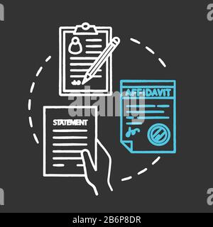 Statement chalk RGB color concept icon. Common law protocol. Official document. Affidavit, testimony. Legal contract. Notary service idea. Vector Stock Vector