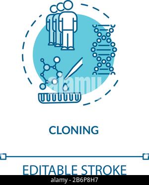 Cloning turquoise concept icon. DNA reproduction. Biotechnology and genetic engineering. Reproductive technology idea thin line illustration. Vector Stock Vector