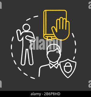 Oath chalk RGB color concept icon. Making pledge on book. Courthouse legislation. Witness testimony. Notary service idea. Vector isolated chalkboard Stock Vector