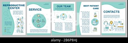 Reproductive center brochure template. Clinic services and contacts. Flyer, booklet, leaflet print, cover design with linear icons. Vector layouts for Stock Vector
