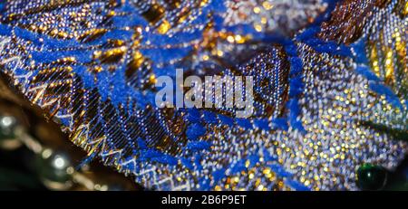 Blue and golden abstract blur defocused background. Concept for New Years Eve, Christmas and happy holidays Stock Photo