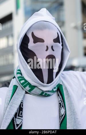 Monchengladach, Germany. 11th Mar, 2020. Fans with ghost costume prior the Bundesliga match Borussia Mönchengladbach vs. 1.FC Köln in the season 2019/2020 (Geisterspiel, ghost game, coronavirus) DFL regulations prohibit any use of photographs as image sequences and/or quasi-video. Credit: Mika Volkmann/Alamy Live News Stock Photo