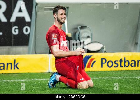 Monchengladach, Germany. 11th Mar, 2020. Mark Uth of Koeln disappointed after the Bundesliga match Borussia Mönchengladbach vs. 1.FC Köln in the season 2019/2020 (Geisterspiel, ghost game, coronavirus) DFL regulations prohibit any use of photographs as image sequences and/or quasi-video. Credit: Mika Volkmann/Alamy Live News Stock Photo