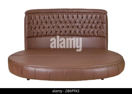Brown leather bed isolated on white background Stock Photo