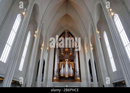 Hallgrímskirkja, church of Hallgrímur, Reykjavík, capital and largest city of Iceland, Ísland, Europe Stock Photo