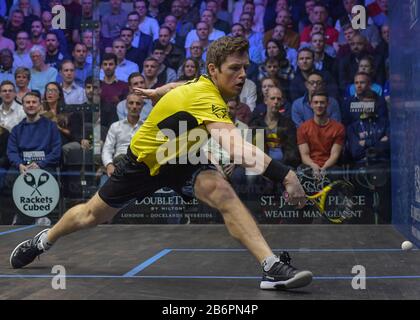 London, UK. 11th Mar, 2020. Greg Lobban (SCO) during the Canary Wharf Squash Classic at East Wintergarden, Canary Wharf, on 11 March 2020. Photo by Vince  Mignott. Credit: PRiME Media Images/Alamy Live News Stock Photo