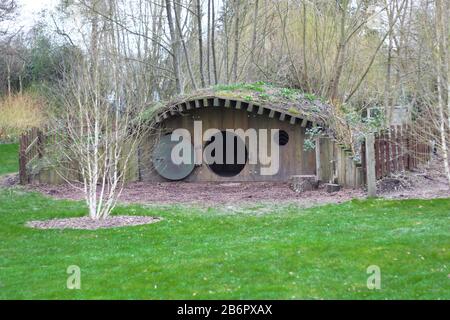 Hobbits House,  Droitwich Spa, Worcestershire England UK.  07/03/2020 Hobbits are the fictional human-like race in the novels of J. R. R. Tolkien. The Stock Photo